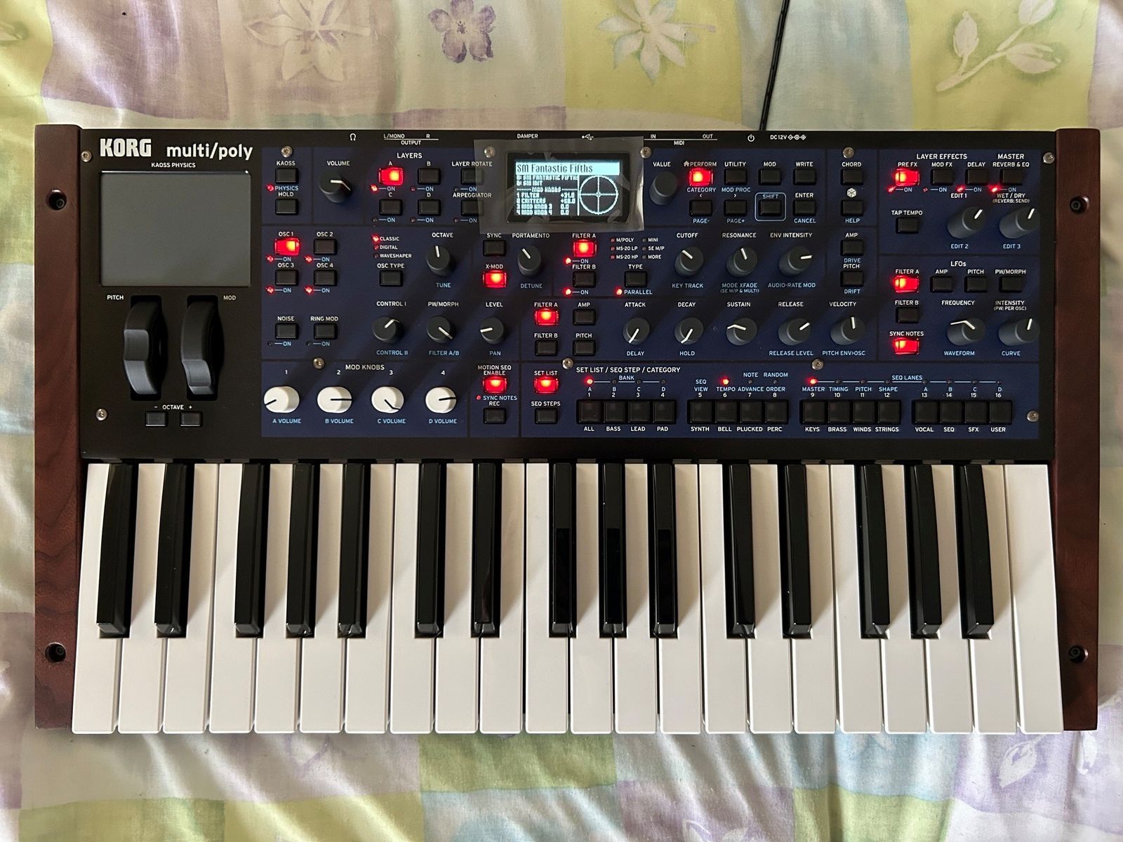 Korg Multi/Poly 37-Key Analog Modeling Synthesizer 2024 - Present - Black & Blue with Wood Sides