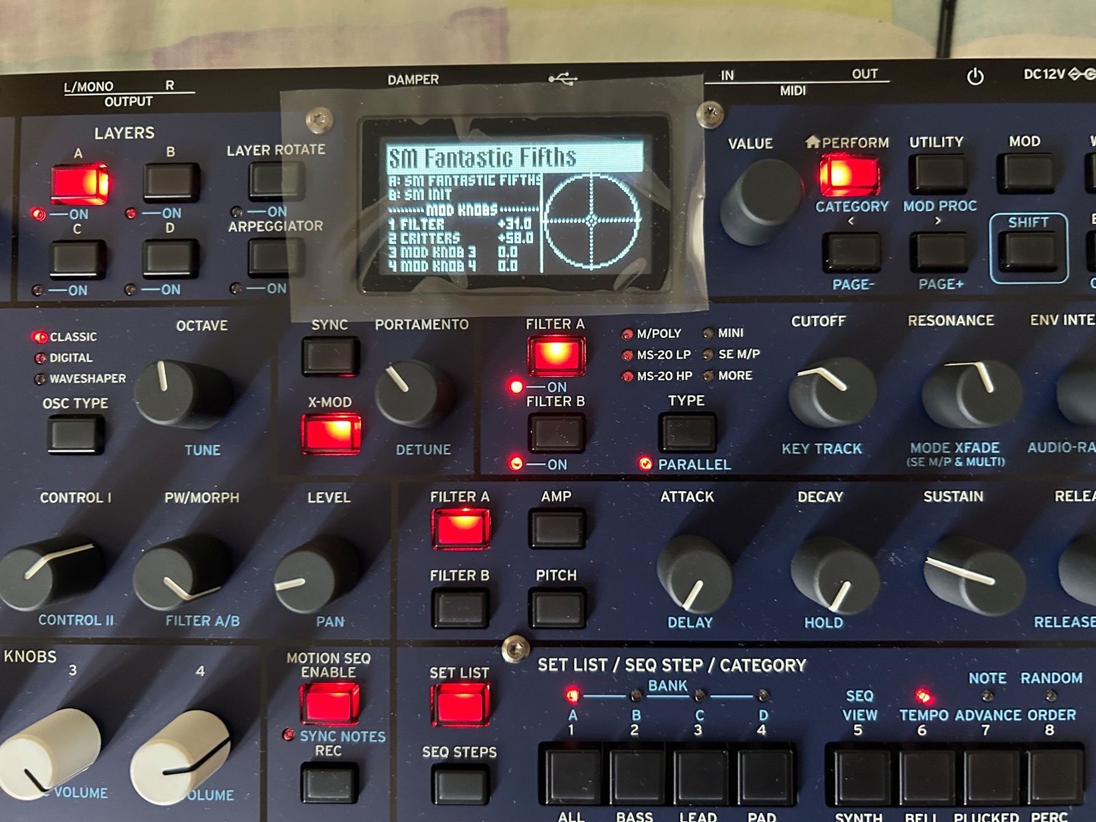Korg Multi/Poly 37-Key Analog Modeling Synthesizer 2024 - Present - Black & Blue with Wood Sides - Image 4
