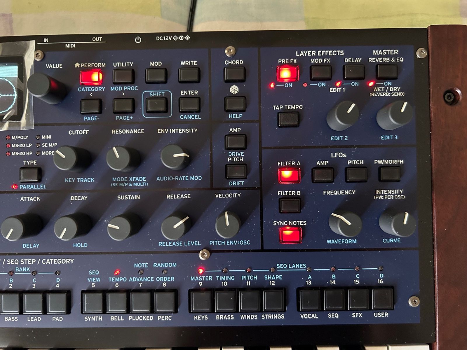 Korg Multi/Poly 37-Key Analog Modeling Synthesizer 2024 - Present - Black & Blue with Wood Sides - Image 5