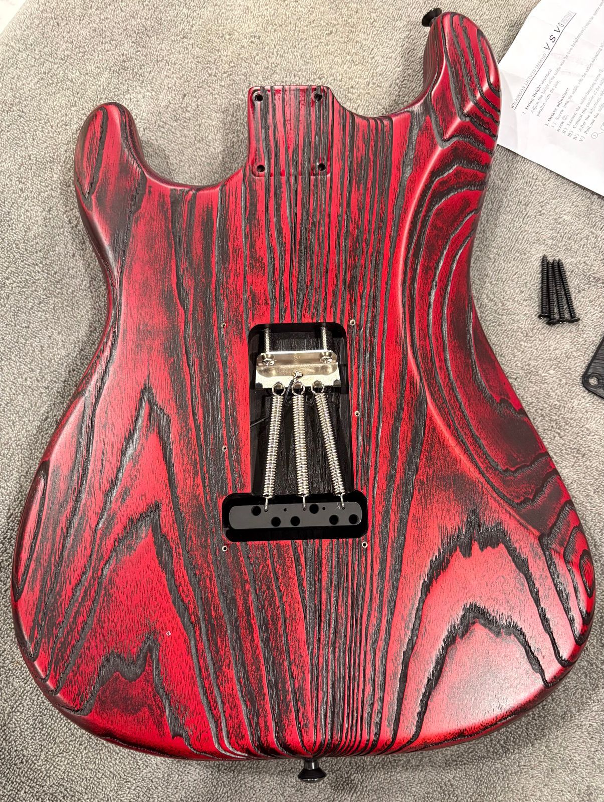 Fender USA Sandblasted Stratocaster Body w/Hardware, Jim Root Tweed HSC - Crimson Red - Image 3