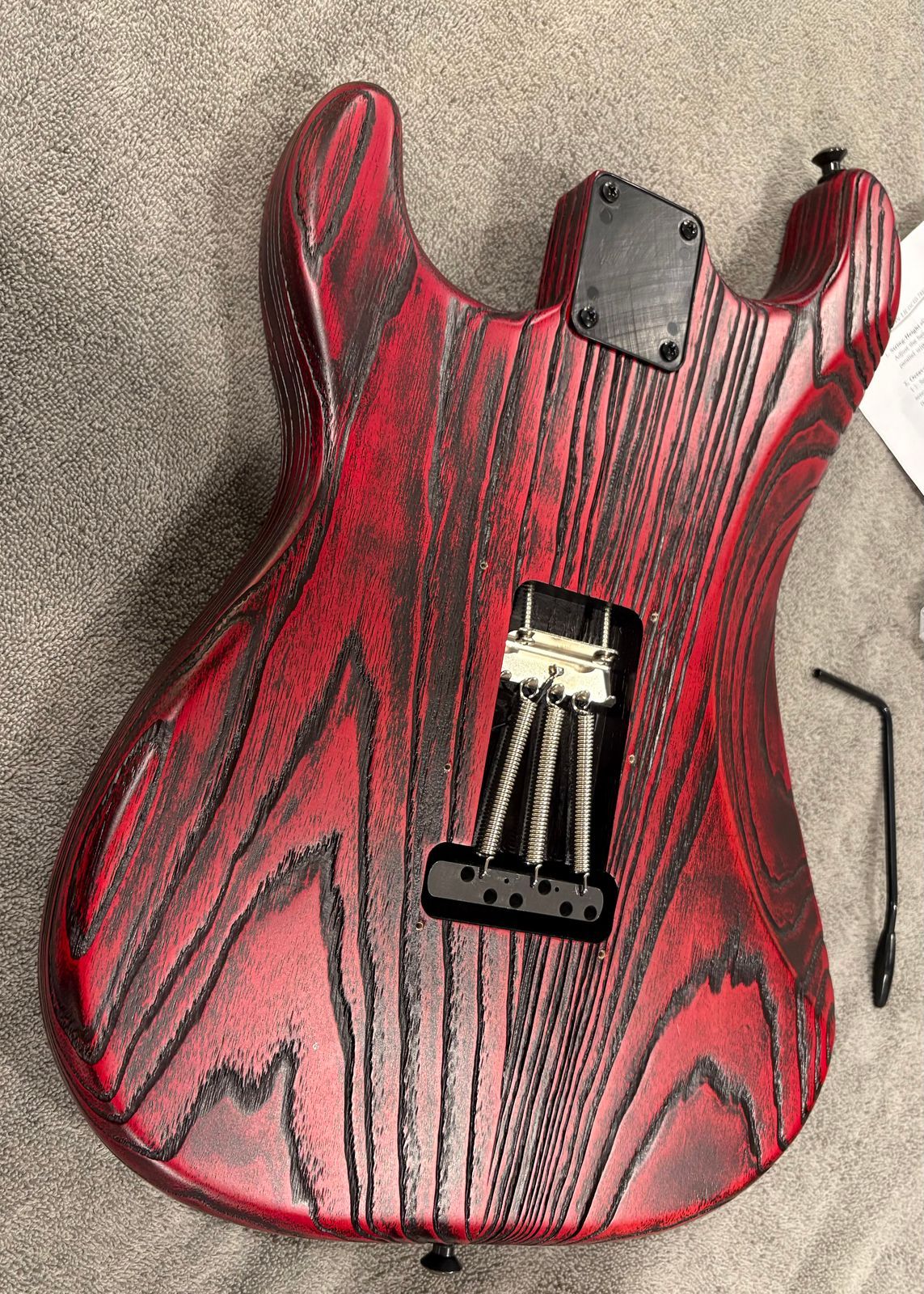 Fender USA Sandblasted Stratocaster Body w/Hardware, Jim Root Tweed HSC - Crimson Red - Image 4
