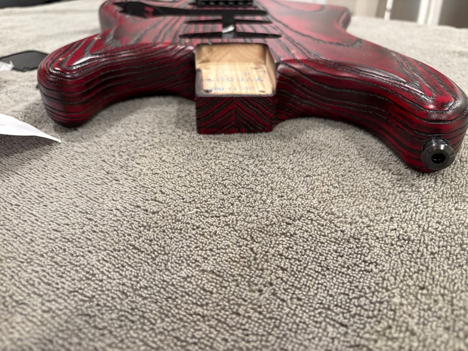 Fender USA Sandblasted Stratocaster Body w/Hardware, Jim Root Tweed HSC - Crimson Red - Image 5