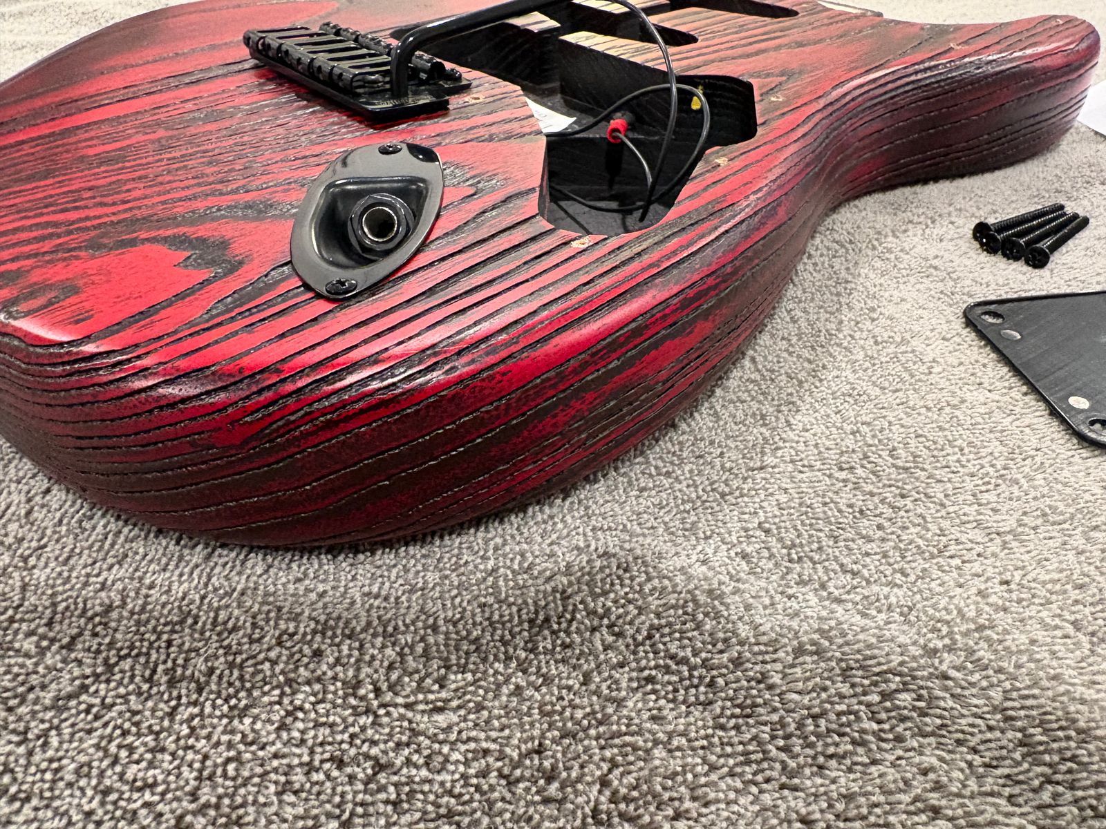 Fender USA Sandblasted Stratocaster Body w/Hardware, Jim Root Tweed HSC - Crimson Red - Image 6